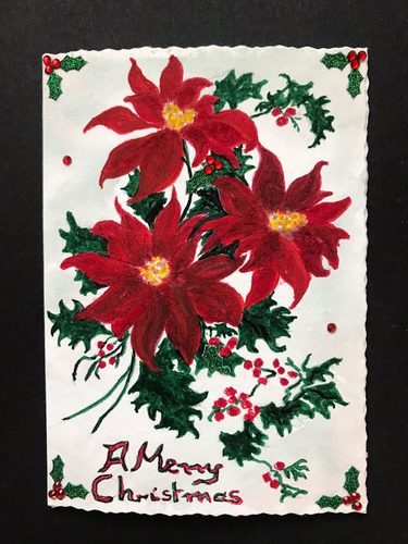 Brenda, Christmas card, watercolour brush pens.